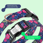 Airtag Dog Collar,with Waterproof airtag Holder，Original Stylish Cute Pattern Design.QR Code ID Buckle，Comfortable Soft Cotton for Small Medium Large Dogs