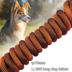 BTINESFUL Tie-Out Check Cord Long Rope Dog Leash, 8ft 12ft 20ft 30ft 50ft Recall Training Lead Leash- Great for Large Medium Small Dogs Training, Playing, Camping, or Backyard (20ft, Orange Black)