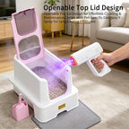 RIZZARI Pink Cat Litter Box: Covered Top Entry with Drawer & Spray | Pull-Out Drawer / Built-In Deodorizer Spray / Top Entry Reduces Mess / Spacious for Large Cats / Pink Blends with Home Decor