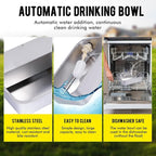 3Gal Automatic Outdoor Dog Water Dispenser for Large Breed Dogs Auto Self Filling Water Bowl Stainless Steel Dog Pet Waterer for Big Cat Chicken Goat Sheep Livestock (15.7" X 11.8")