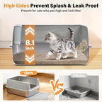 Stainless Steel Cat Litter Box for Kittens, Low Entry Kitten Litter Box | Small Metal Litter Box, Includes Scoop and Mat, High Sided, Non-Sticky, Anti-Urine Leakage, Easy Cleaning