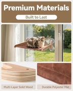 JKXJKX Foldable Cat Window Perch - 44Lbs Heavy Duty Hammock with Strong Suction Cups & Wooden Frame, Space Saving Kitty Bed Seat for Large Indoor Cats