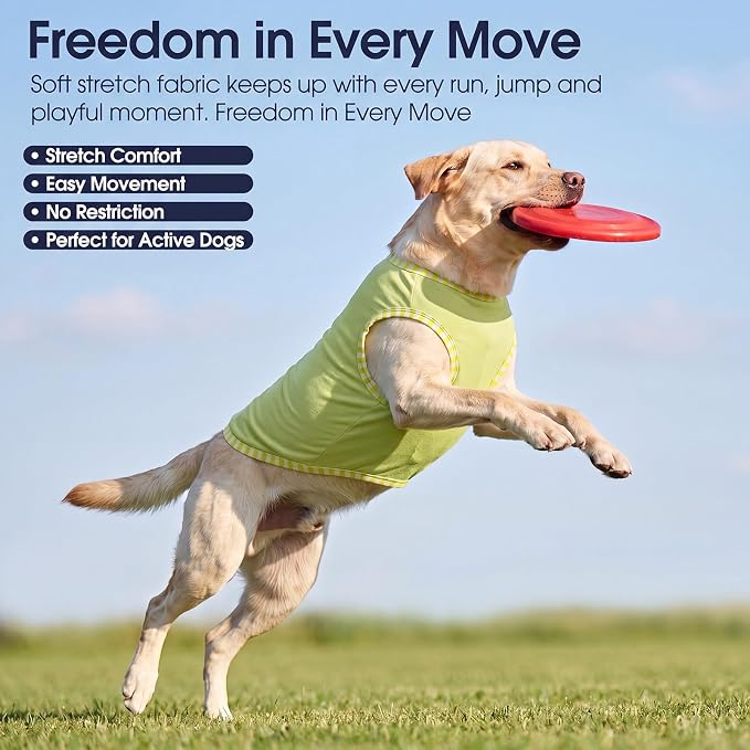IECOii 2 Pack Dog Surgery Recovery Shirt Sleeveless Lightweight Dog Tshirt | T-Shirts with Stretch Fit,Gentle on Sensitive Skin,Anti-licking for Hot Spots,Shedding Control Tee,For Small to Giant Dogs