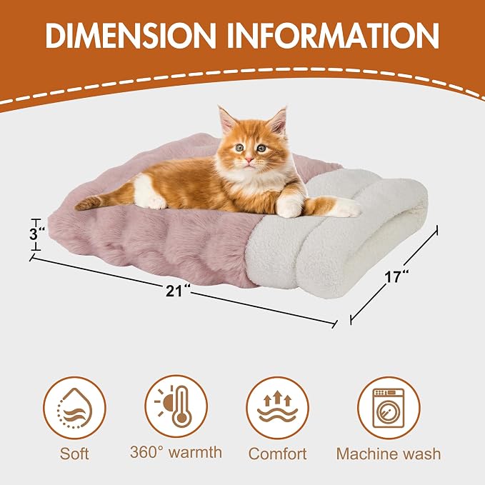 4 in 1 Self Warming Burrow Cat Bed, Pet Hideway Sleeping Cuddle Cave (Pink)