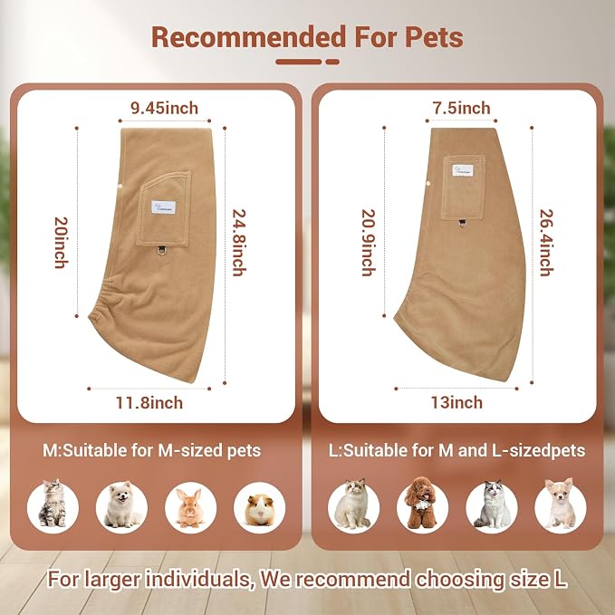 Dog Carrier Sling,Indoor Comfort Adjustable Cat Sling Carrier,with Front Pocket and Seat Belt Dog Carriers for Small Dogs Machine Washable,Suitable for Family Outdoor Use (Medium, Khaki) | Ultra-soft polar fleece, machine washable, fits 3-14 lbs, Perfe...