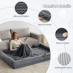 WNPETHOME Human Dog Bed for People Adults, Washable Faux Fur Nap Bed Adult Oval for People, Calming Human Size Giant Dog Bed Fits Pet Families with Storage Pocket Grey