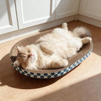 Cat Scratcher Bed with Toys, 4 Pack Oval Cat Scratcher Cardboard, Indoor Cat Scratch Bowl, Large Pad Cat Scratching Board with Catnip Fish Toy & Feather Wand for Furniture Protector L(17.5"x12.6"x3")