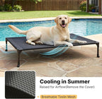 Veehoo Outdoor Elevated Dog Bed with Washable & Waterproof Cushion, Cooling | Medium Raised Dog Cot with Removable Cover, Brethable Mesh, Orthopedic Pet Bed for Indoor & Outdoor, 32" x 25", Dark Grey
