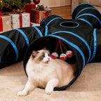 Joytale Cat Tunnel for Multiple Cats, 5-Way Indoor Tube Toy to Chase & Hide | Bell ball & Toy Mouse Included; Peekaboo Hole; Pops Open & Folds Into Zip Bag; Fits Cats to ~12 lb; Kittens & Rabbits Too