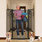 SHYUJAJIE 55 Inch Extra Tall Pet Gate for Cats | 29.92"-48" Adjustable Wide Dog Gates,Pressure Mounted Walk Through Tall Pets Gate for Doorways,Hallway,Stairs,Black