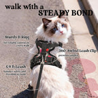 rabbitgoo Cat Harness and Leash Set, Escape Proof Vest, Berry Pounce | Soft Breathable Mesh, Easy Adjustable Fit, Snap Buckles, Sturdy Clip, Reflective Strips, for Medium to Large Cats Walks, M