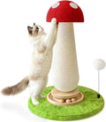 Homegroove Mushroom Cat Scratching Post, Sisal Post for Indoor Cats | Stable round base, anti-wobble, natural sisal rope, protects furniture, cute decor, easy assembly, for indoor cats