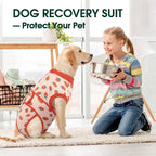 Kuoser Dog Recovery Suit for Female Male Dogs, Post-Surgery Bodysuit for Spay Neuter, Dog Onesie After Surgery, Anti-Licking Pet Surgical Recovery Suit, PinkStrawberry L