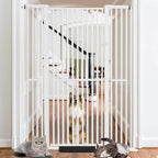 SHYUJAJIE 71 Inch Extra Tall Pet Gate for Cats | 29.92"-48" Adjustable Wide Dog Gates,Pressure Mounted Walk Through Tall Pets Gate for Doorways,Hallway,Stairs,Black