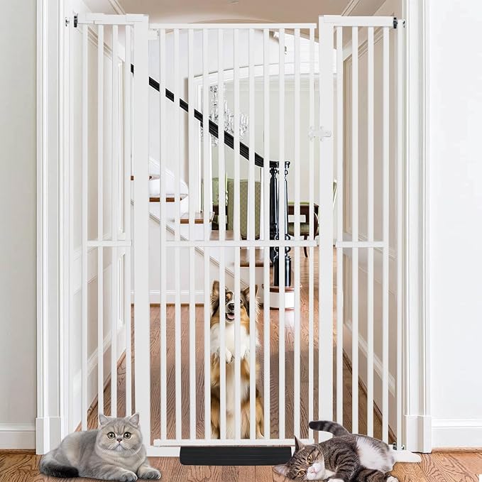 SHYUJAJIE 71 Inch Extra Tall Pet Gate for Cats | 29.92"-48" Adjustable Wide Dog Gates,Pressure Mounted Walk Through Tall Pets Gate for Doorways,Hallway,Stairs,Black