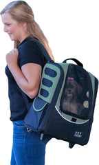 Pet Gear I-GO2 Roller Backpack, Travel Carrier, Car Seat for Cats/Dogs, Mesh Ventilation, Included Tether, Telescoping Handle, Storage Pouch, 2 Models, Available 12 Colors