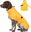 PU Dog Raincoat, Non-Toxic & Odorless Waterproof Vest, Adjustable High Neck and Hook & Loop Belly Closure for Rainy Potty Breaks & Wet Weather Outdoor Walks (Yellow, XX-Large)