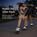 Dog Boots, Waterproof Dog Shoes with Reflective Straps, Rugged Anti-Slip Sole Paw Protectors for Medium Large Dogs, Breathable Pet Booties for Hot Pavement, Snow, Hiking, 4Pcs