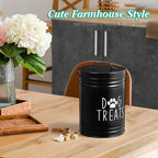 OUTNILI Extra Large Dog Treat Container Airtight - 9" Tall X 6" Round Black Dog Treat Jar for Kitchen Counter - Rustic Treat Storage Canister for Dogs, Cats, Small Animals