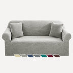 YEMYHOM Couch Cover Latest Jacquard Design High Stretch Sofa Covers for 2 Cushion Couch, Pet Dog Cat Proof Loveseat Slipcover Non Slip Elastic Furniture Protector (Medium, Begonia Leaf Light Grey)