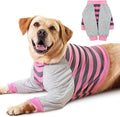 FUAMEY Dog Recovery Sleeve with Elbow Protector, Pink Stripes, 2XL | Stop Licking Joints, Long Sleeve Suit, Protecting Front Leg Chest Arm Wounds, Cover Skin Conditions,Hot Spots