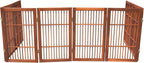 Urnporium Pet Dog Gate Freestanding, Strong Durable Folding Wooden Fence, Portable Acacia Hardwood Safety Barrier for Indoor & Outdoor Use (Brown Pet Gate, 8 Panel 30" Tall)