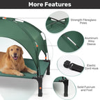 Elevated Dog Bed with Removable Canopy, Sun Protection Shade Tent Dog Cot | Portable Outdoor Dog Bed, Raised Pet Cooling Cot Bed for Dogs, 51in