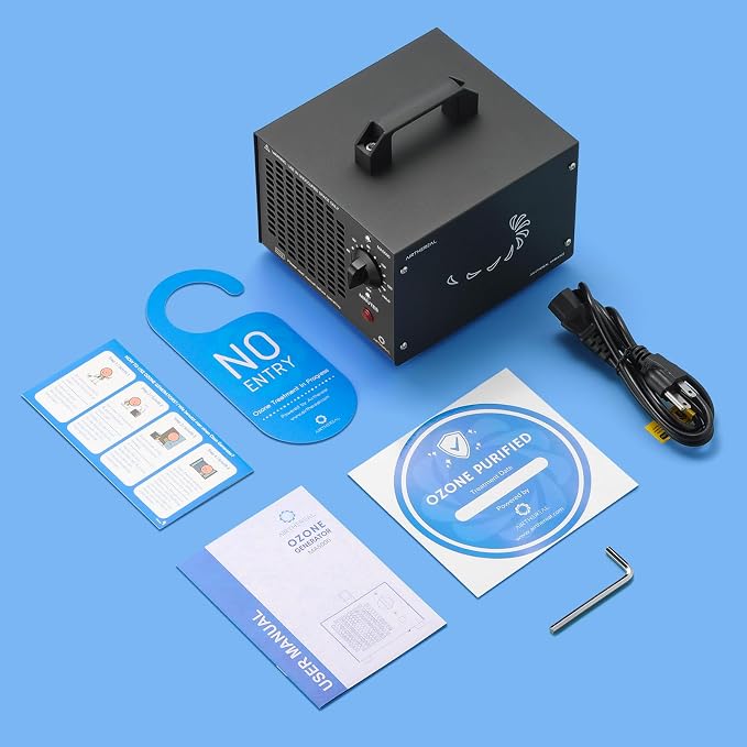Airthereal MA5000 Ozone Generator, High Capacity, 2000 Sq Ft, Black | Ozone Air Ionizer for Rooms, Smoke, Cars, Pets, O3 deodorizer
