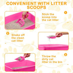 Amyhill 10Pcs Open Cat Litter Box with 10 Scooper | Medium, Plastic, Durable Low Sided Kitten Litter Box for Indoor Pets Rabbit Cats Supplies, 14.6x10.6x3.4 Inch, Multi Color
