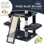 Allewie 68 Inches Cat Tree/House and Towers for Big Feline/Scratching Post/Multi-Level Large Kitty Climbing Tree with Condo/Smokey Grey