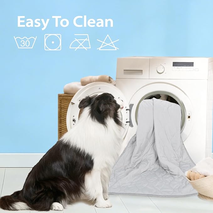 Cooling Blanket for Dogs - Q-MAX>0.4 Waterproof Pet Throw Blanket Bed Cover, Non-Slip Dog Blankets for Couch Protector, Washable Furniture Cover for Summer, Grey,30x40