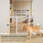 Cumbor 36" Extra Tall Baby Gate for Stairs, 29.7-48" Wide Dog Gates for Doorways, Auto Close Safety Gate for Babies and Pets, Easy Install, Pressure Mounted, Fits Doorways, Stairs, Entryways, White