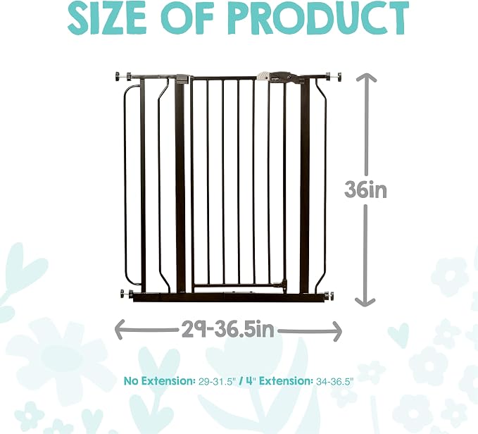 Regalo Safety 36" Extra Tall Baby Gate, Bottom of Stairs & Doorways