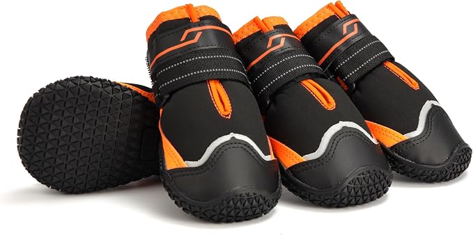 Dog Shoes for Large Dogs Anti-Slip Dog Boots & Paw Protectors for Hot Pavement Waterproof Small Medium Large Dog Booties for Rainy Day Summer Hiking Winter Snowy Day Dog Booties 4PCS