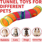 Pet Cat Tunnel, S-Shape Tunnels for Indoor Cats, Collapsible Pet Tunnel for Kitten, Puppy, Rabbit, 25cm-Wide Tunnels, Durable & Breathable, with Peek Hole Toy Ball