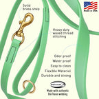 Viper Biothane K9 Working Dog Leash Waterproof Lead for Tracking Training Schutzhund Odor-Proof Long Line with Solid Brass Snap for Puppy Medium and Large Dogs 4ft, Sea Foam Green