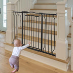 Fairy Baby 62.5"-71.6" Extra Wide Baby Gate Pressure Mount, Long Large Dog Gate Indoor Doorways Stairs, No Drill Safety Child Gate for Kids with Double Lock, Walk Thru Pet Gate for Puppy Doggy, Black