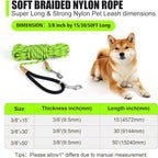 lynxking Long Dog Leash Reflective 15ft 30ft 50ft Check Cord Training Lead Padded Handle Heavy Duty Rope for Puppy Small Medium Large Dogs (Light Green, 50ft x 3/8inch)