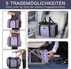 BAGLHER Expandable Cat Carrier with Travel Litter Box, Pet Travel 5 Sides Open Doors 3 Sides, Leak-Proof and Collapsible, for Car, Airplane Trip, Purple