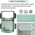 AnRui Airtight Flour Storage Container 25lb, Plastic Grain Storage Bucket, Rice Cereal Dispenser Organizer Box with Lid, Cat Dog Food Storage Bin with Measuring Cup, Scoop, Wheels, 2Pcs Green