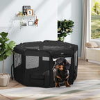 DONORO Dog Playpen Portable Pet Play Pens for Small Dog/Cat/Rabbit/Chicks, Cat Playpen Indoor/Outdoor with Carring Case, Removable Zipper Top and Bottom (Black, Small (29"x29"x15"), 8)