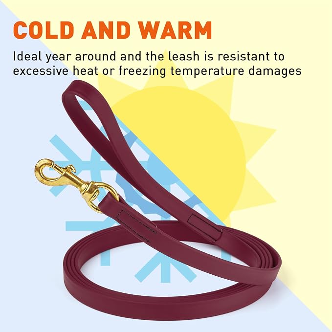 Viper Biothane K9 Working Dog Leash Waterproof Lead for Tracking Training Schutzhund Odor-Proof Long Line with Solid Brass Snap for Puppy Medium and Large Dogs, 10ft Merlot Burgundy