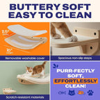 Cat Wall Shelves, Natural Floating Cat Furniture with Bed & Steps