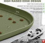 Small Silicone Pet Food Mat with Raised Edge for Food and Water Bowl, Square Dog Feeding Mats, Cat Food Trays for Floor Waterproof, Rubber Tray for Dogs and Cats, 12 x 12 x 0.7 Light Olive Green