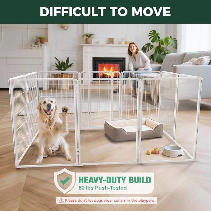 FXW AuraSpace Pro Acrylic & Wire Mesh Indoor Dog Playpen, 40" H, 10 Panels | Clear View, Heavy-duty Metal, Flexible Layouts, Easy Walk-Through, For Medium & Large Dogs, Patented