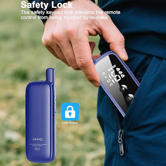 Aikko Shock Collar for Dogs, 3 Training Modes, 2600FT IPX7 Waterproof, Blue | Beep/Vibration/Shock, Secure Lock, Rechargeable Dog Training Collar with Remote, Fits Small Medium Large Dogs, for 2 Dogs