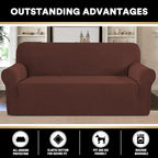 Stretch Sofa Cover Slipcover 1-Piece, Spandex Jacquard Fabric Universal Couch Cover for 3 Cushion, Washable Non Slip Sofa Cover, Pet Friendly (XL Sofa 89"-105",Burnt Brick)