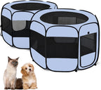 2-in-1 Dog Playpen, Pop Up Cat Puppy Pet Playpen, Indoor Outdoor Cats Enclosed, Cat Tent Crate Cage Kennel, Portable Playpen for Kitten and Small Animals(No Divider, Unified Space)