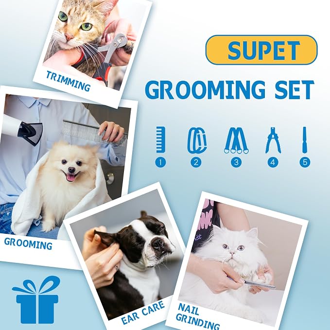 Supet Dog Grooming Hammock for Nail Trimming, Pet Grooming Hanging Harness | Restraint Dog Leashes Sling, Stress-Free Animal Holder Set for Clipping Nails, Ear & Eye Cleaning, Medicine(Blue-Love, M)