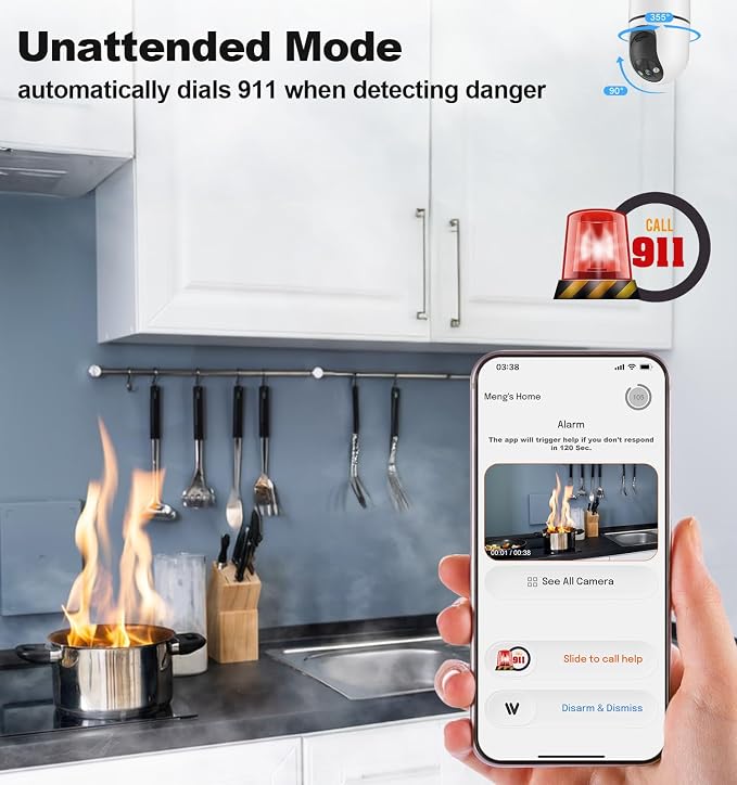 Indoor Security Camera - 5G&2.4G WiFi Cameras for Home Security Indoor 911 Alert, 2K 360°Pan/Tilt AI Motion Detection Nanny/Baby/Pet/Dog Camera with Phone App/Speaker/US Cloud/IR Night Version
